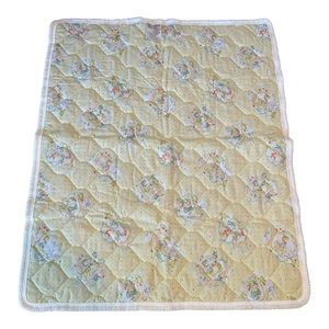 VTG The Kendall Co Quilted Baby Blanket Yellow Boy Girl Animals Trees He…